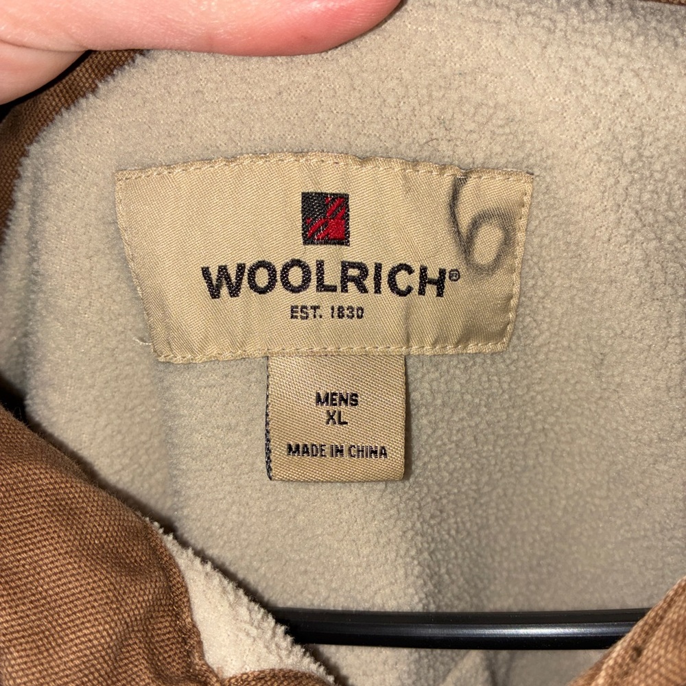 Woolrich Barn Jacket Chore Coat Tan Brown Sherpa Lined - mens size XL - Picture 8 of 10